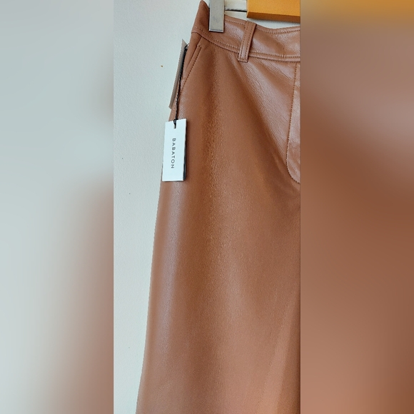 Aritzia Babaton Brown Vegan Leather Pants  NWT - Picture 2 of 8